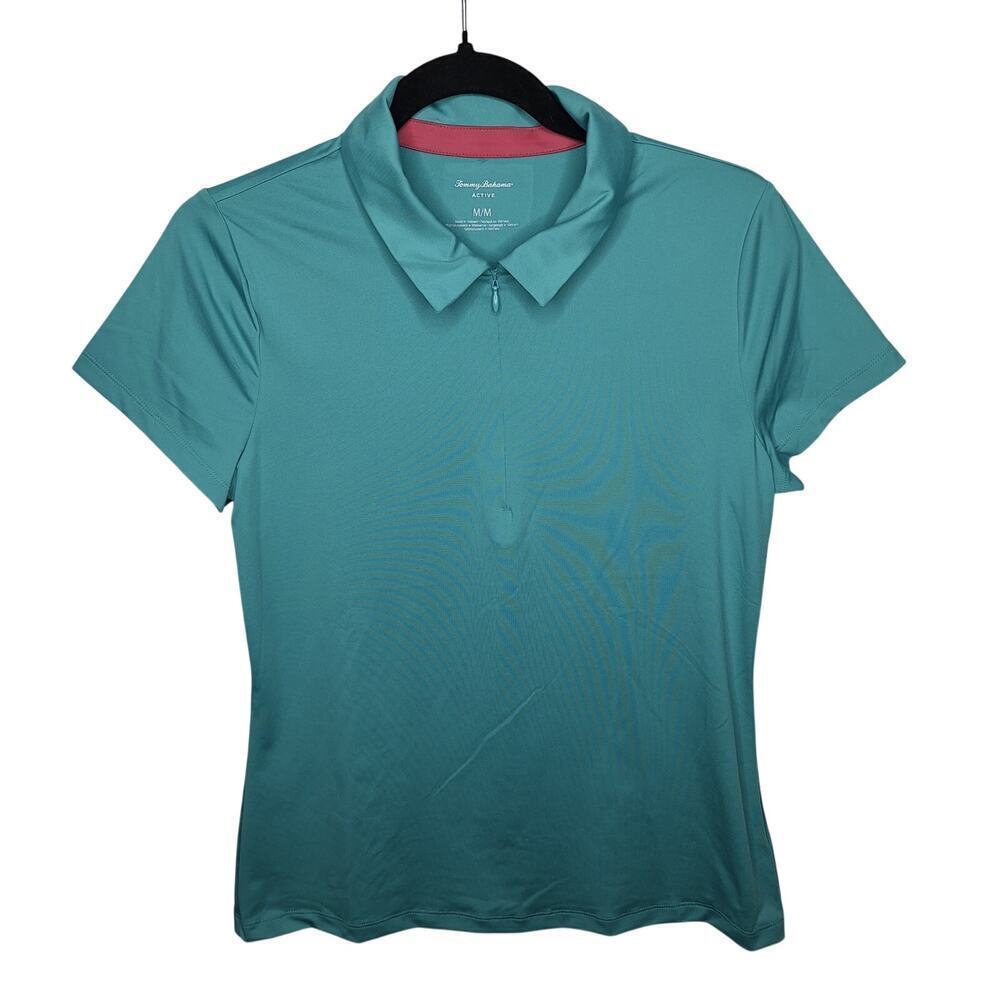 Tommy Bahama Active Collared Top Women's M Golf Tennis Pickleball 1/4 Zip Teal
